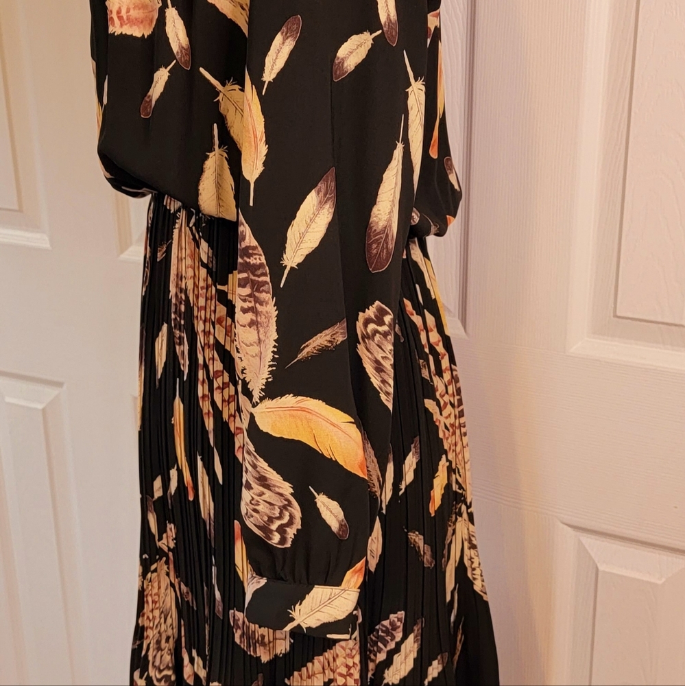 Pinky Otto Black Leaves Print Dress Sz. S - Picture 7 of 9